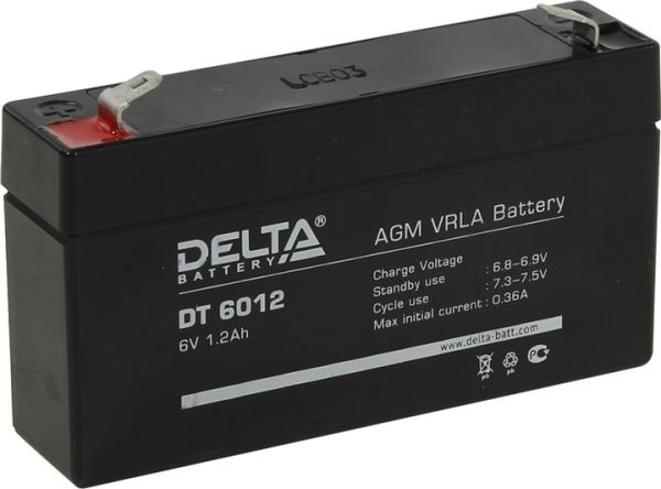 Аккумулятор для ИБП Delta Battery DT 6012 - 1,2А/ч-6V - EN1 - прямая 97x24x58